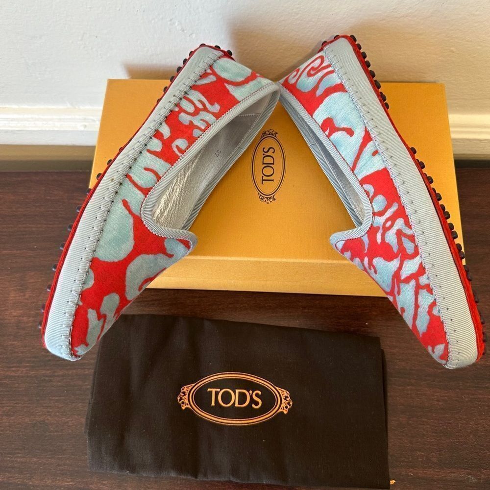 TOD’S Stylish Red and Gray Women's Pantofola loafers size 7 new - Picture 10 of 15